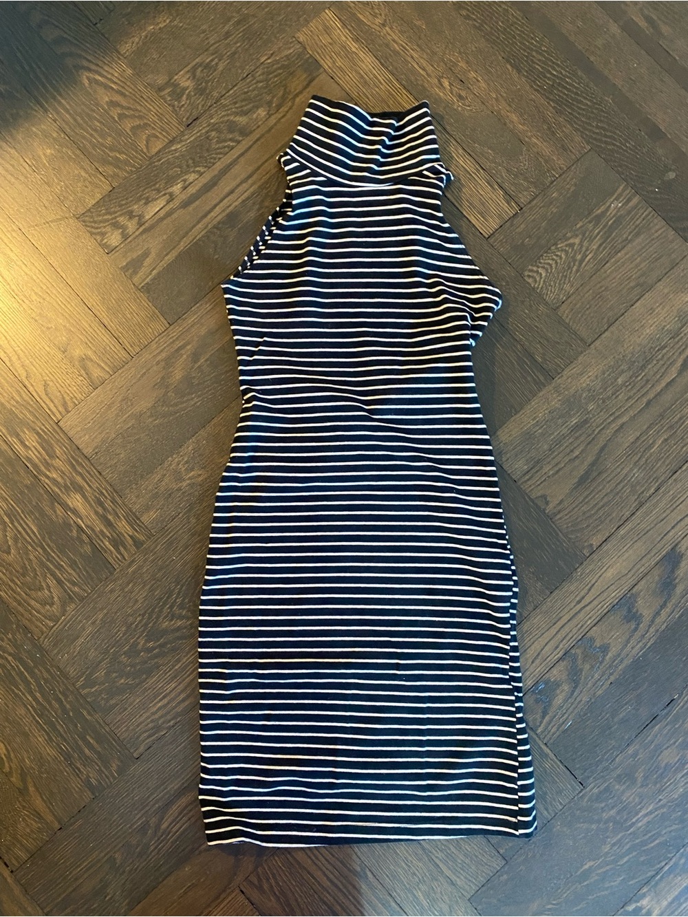 Vintage American Apparel Striped Mini Dress Black + White Cotton Stretch Size M